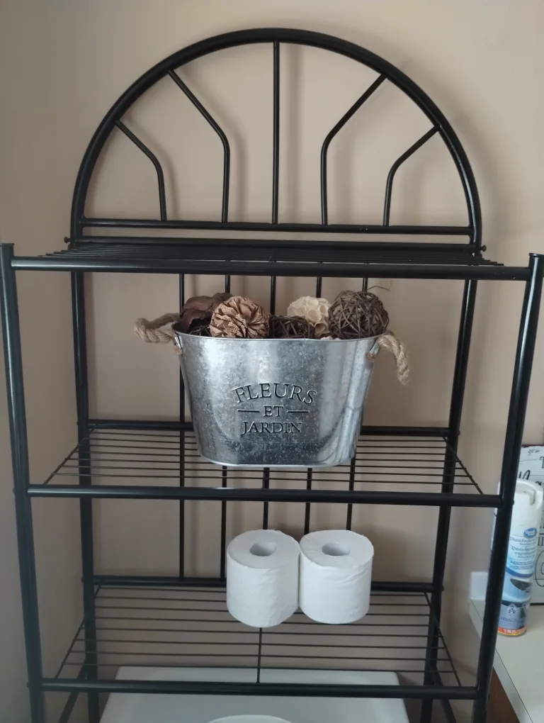 Black Metal 3-Tier Bathroom Shelf Organizer