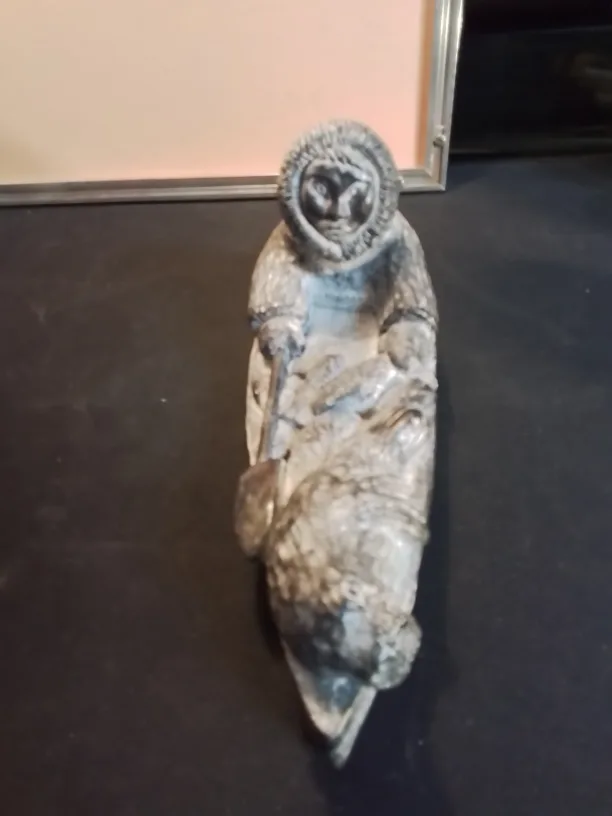 Inuk in Kayak Soapstone Carving image indicator(2)