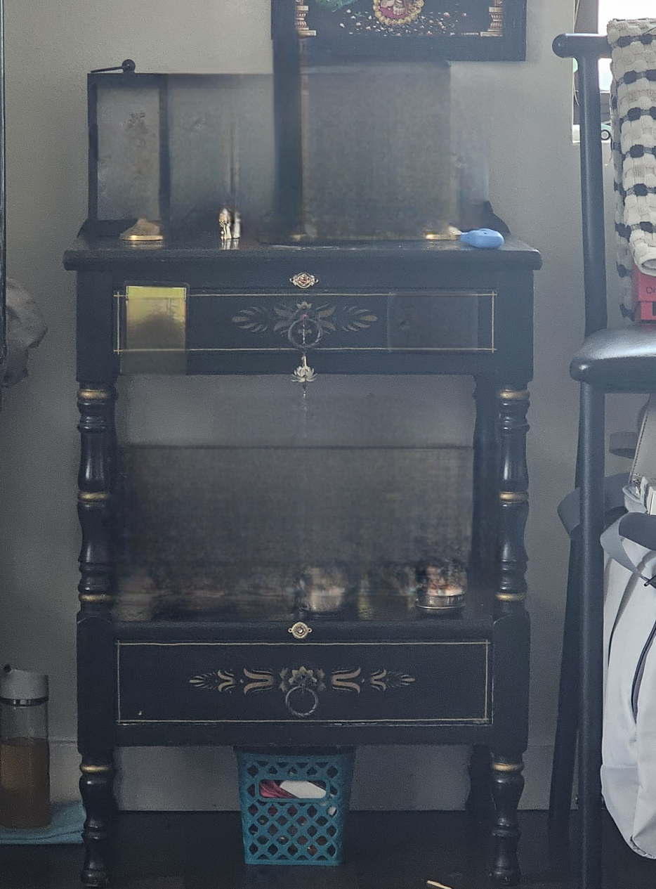 Vintage Black Wooden  Pooja Mandir - photo 2