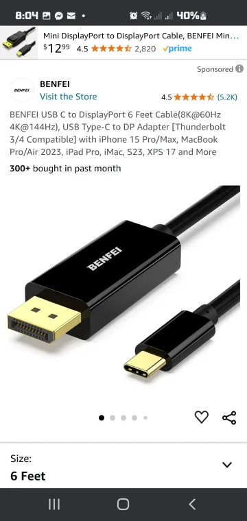 BENFEI USB-C to DisplayPort Cable image indicator(4)