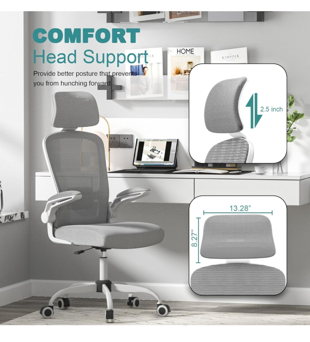 Ergonomic Mesh Office Chair with Headrest and Lumbar Support