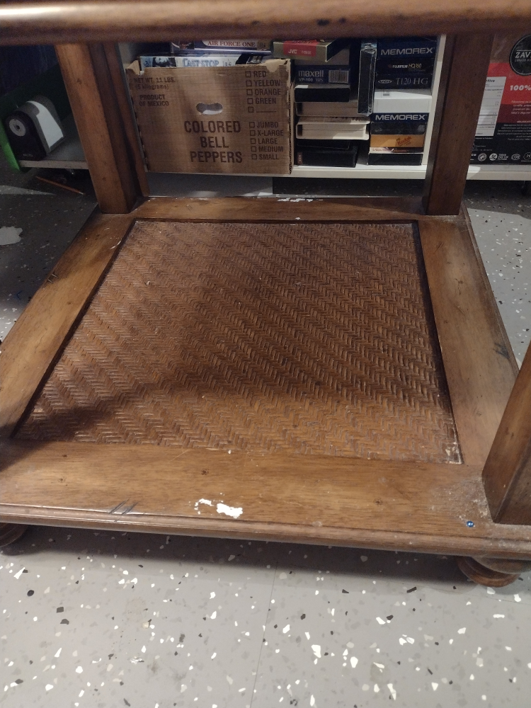 Square Wooden End Table with Rattan Shelf - photo 2