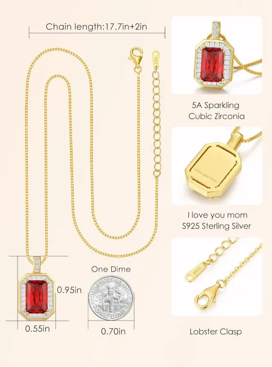 Birthstone Necklace 18K Gold Plated Sterling Silver Gift for Mom image indicator(4)