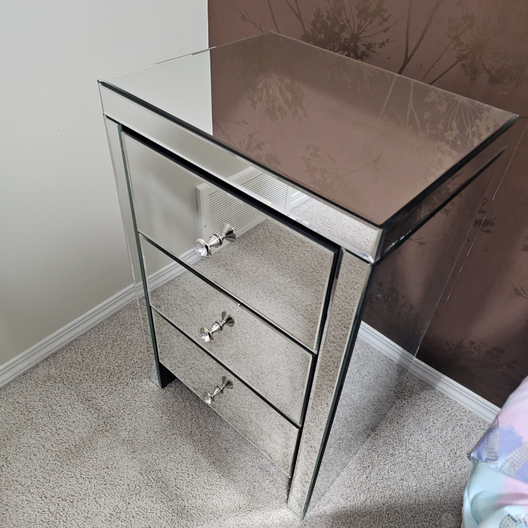 Mirrored Three-Drawer Nightstand - photo 2