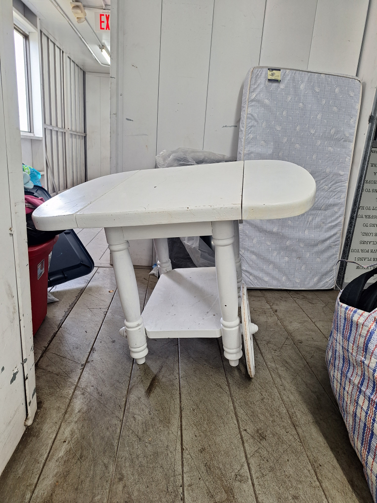 White Wooden Serving Cart with Drop Leaf - photo 3