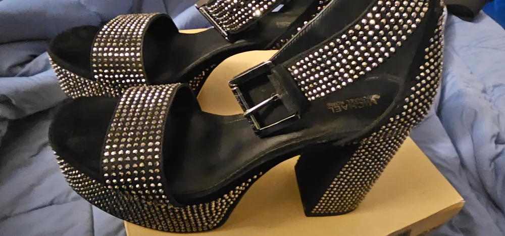 Michael Kors Black Crystal Platform Sandals - Size 8 image indicator(6)