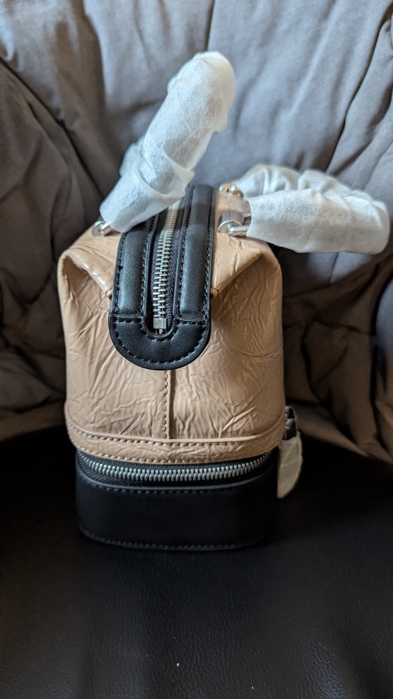 Charles & Keith Cream and Black Mini Satchel Bag - photo 2