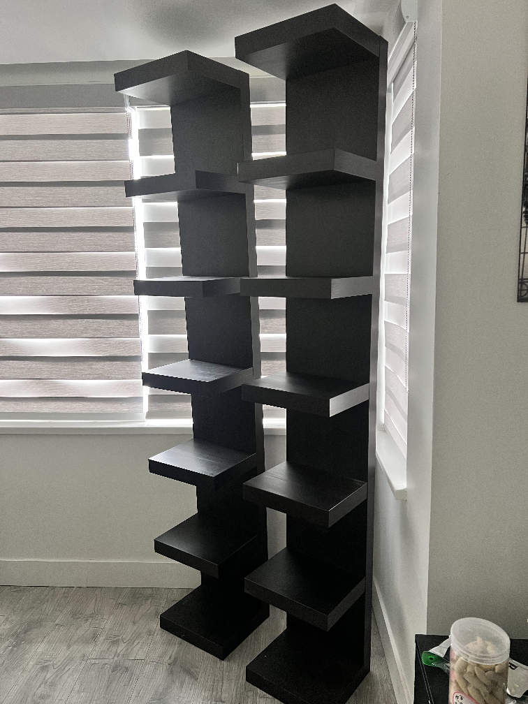 Pair of Black Modern Bookcases IKEA Lack Shelves