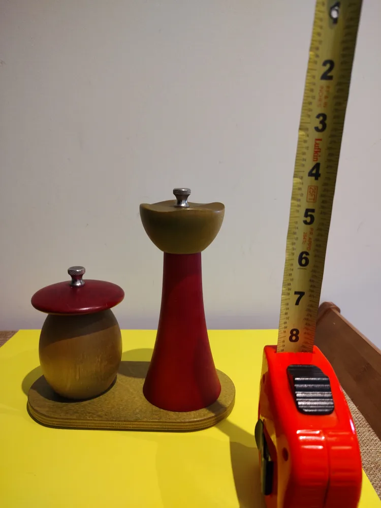 Vintage Wooden Salt and Pepper Shakers with Stand image indicator(2)