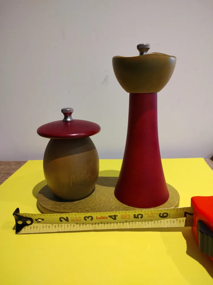 Vintage Wooden Salt and Pepper Shakers with Stand image indicator(3)