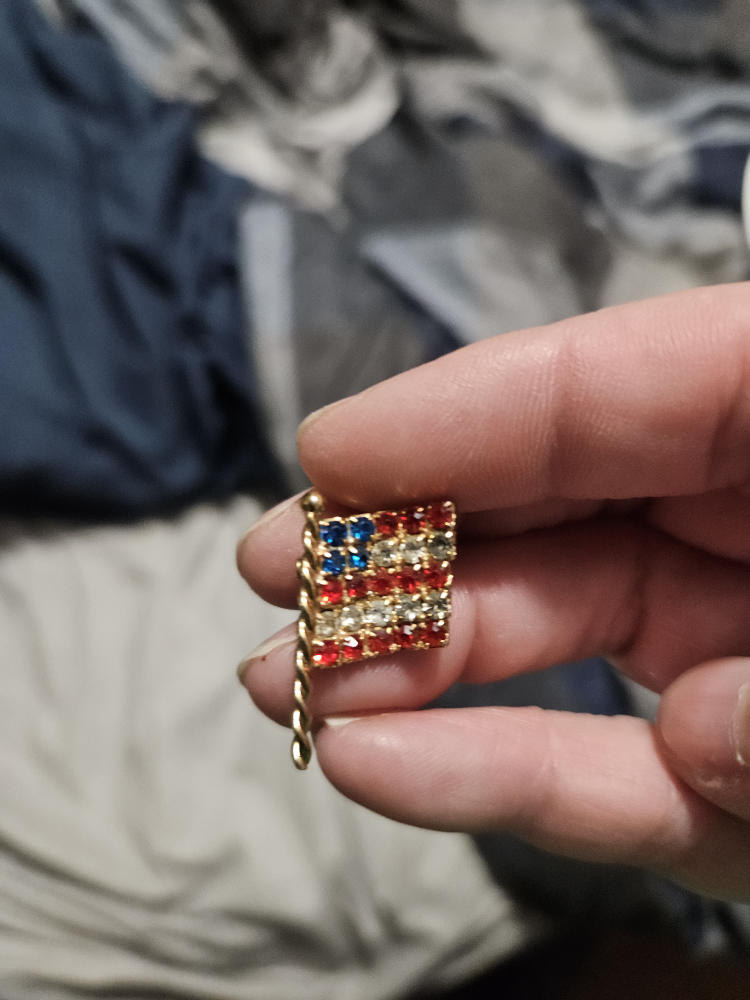 American Flag Rhinestone Brooch Pin