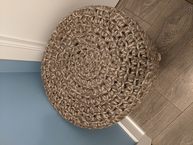 Hand-Crocheted Round Foot Stool - photo 2