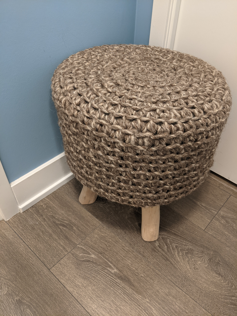 Hand-Crocheted Round Foot Stool - photo 3