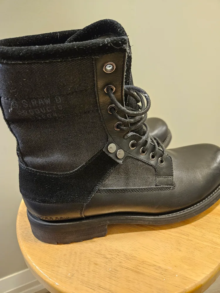 NEW, Men Size 7, G-Star Raw Black Leather/Denim Boots image indicator(2)