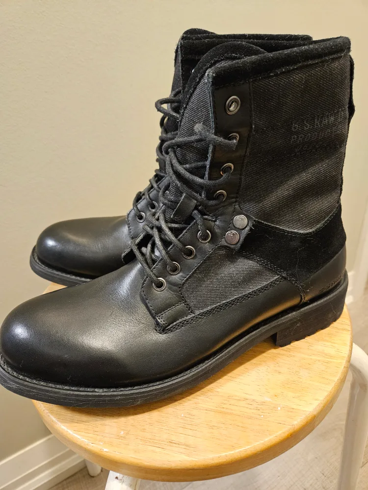 NEW, Men Size 7, G-Star Raw Black Leather/Denim Boots image indicator(4)
