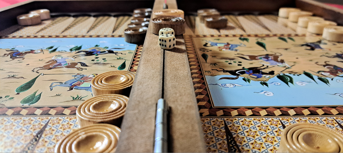 Persian Backgammon Board with Safavid-era Painting