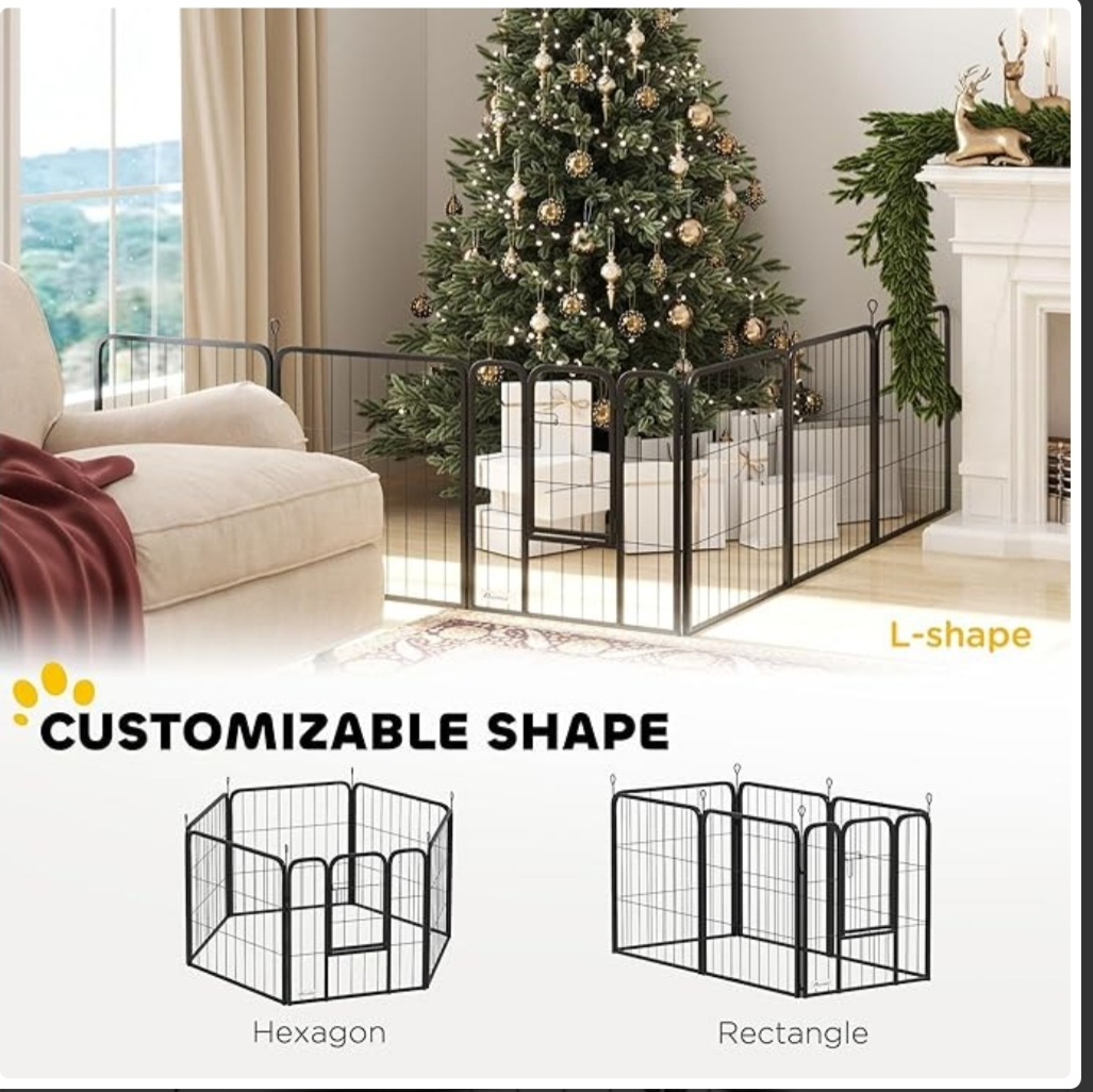 Portable 6-Panel Pet Playpen - Black - photo 2