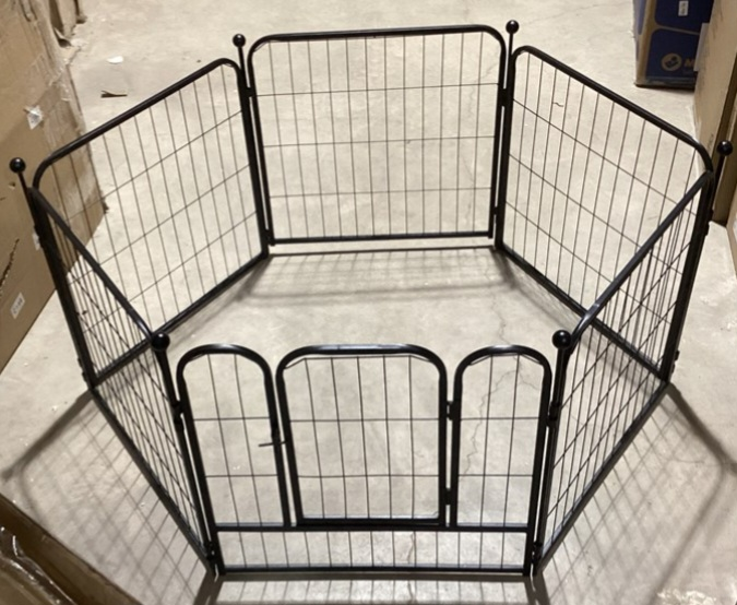 Portable 6-Panel Pet Playpen - Black - photo 4