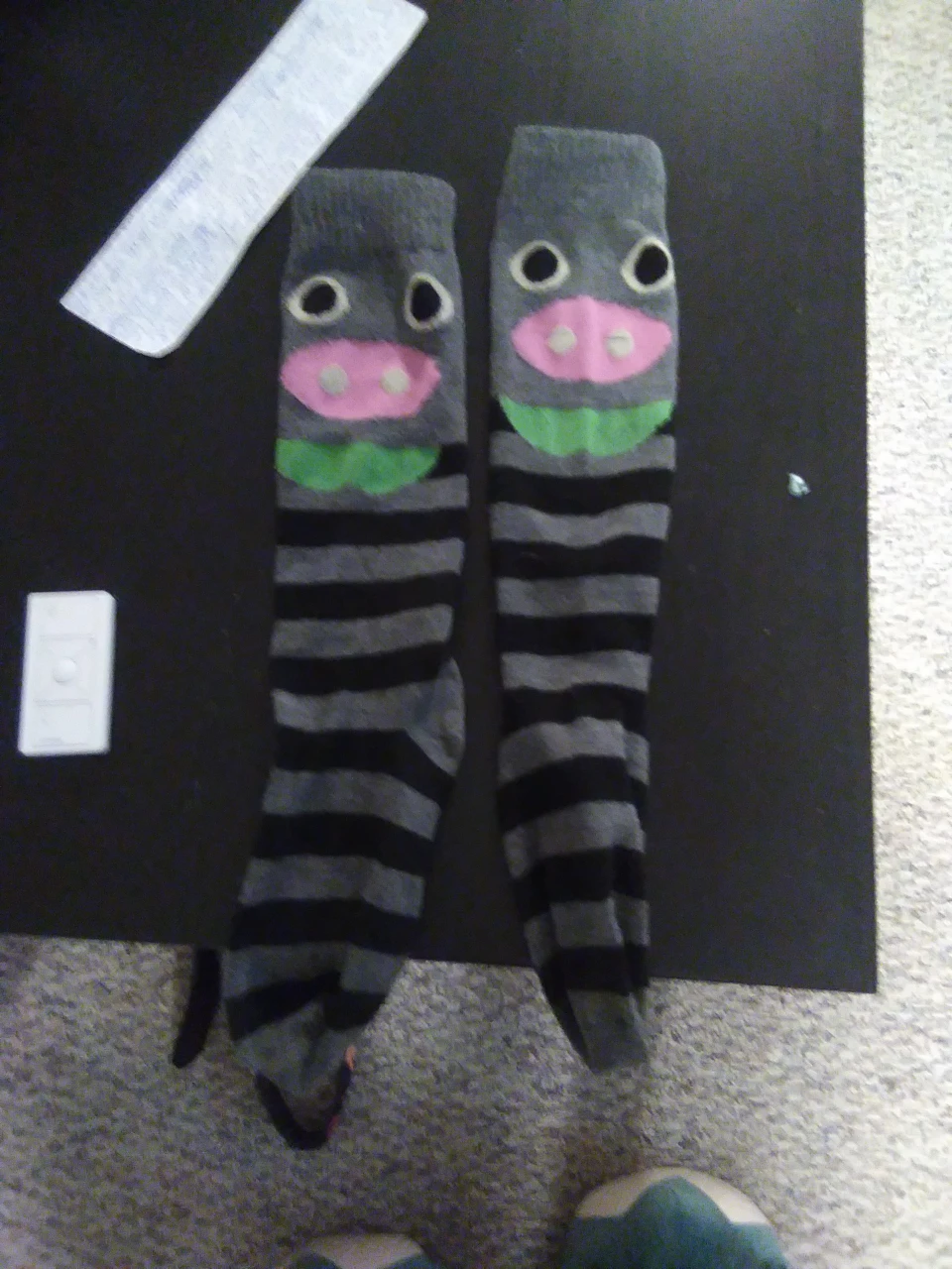 gray Pig Face Striped socks