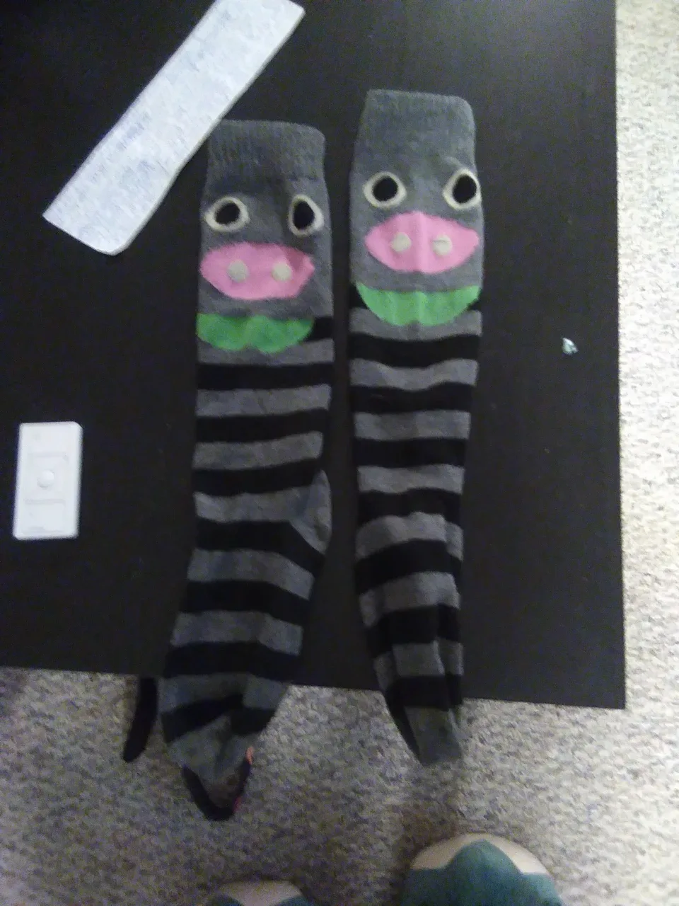 gray Pig Face Striped socks thumbnail