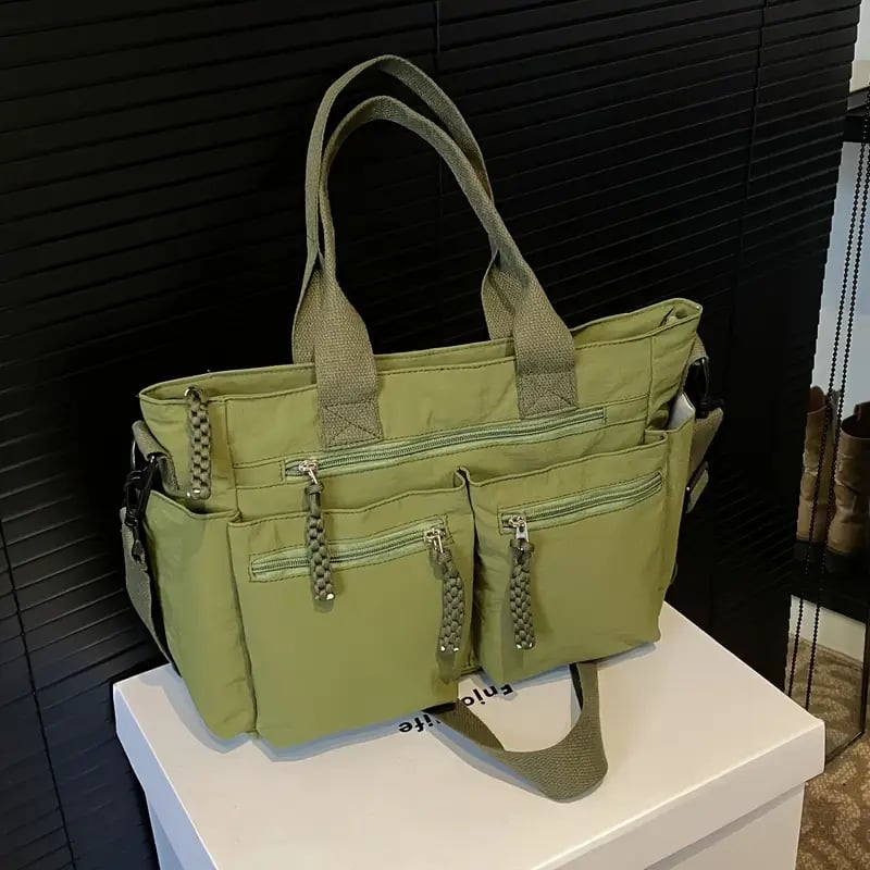 Versatile Multi-Pocket Tote Bag - Green