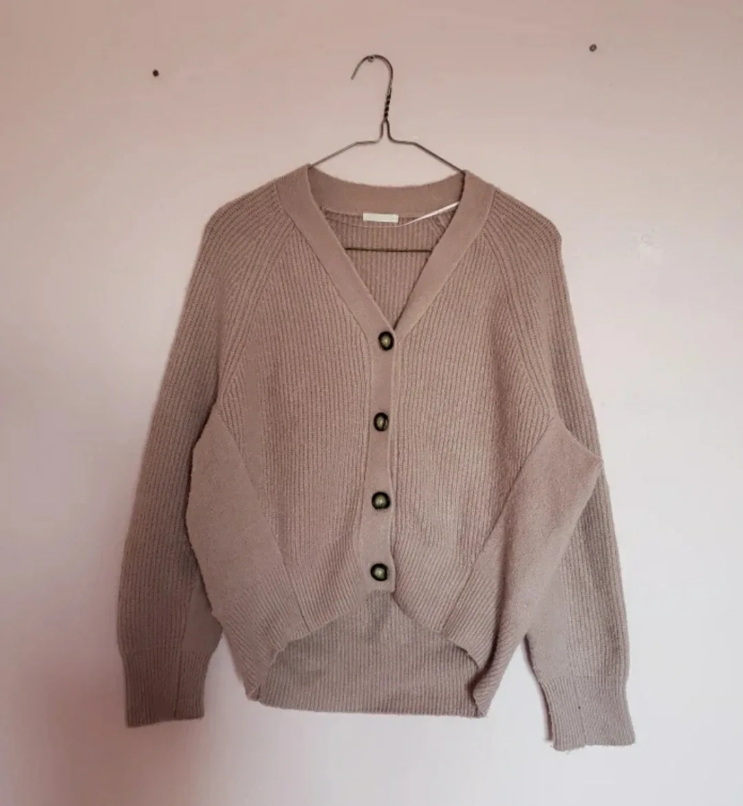 UNIQLO Dusty Rose Pink Knit Cardigan thumbnail