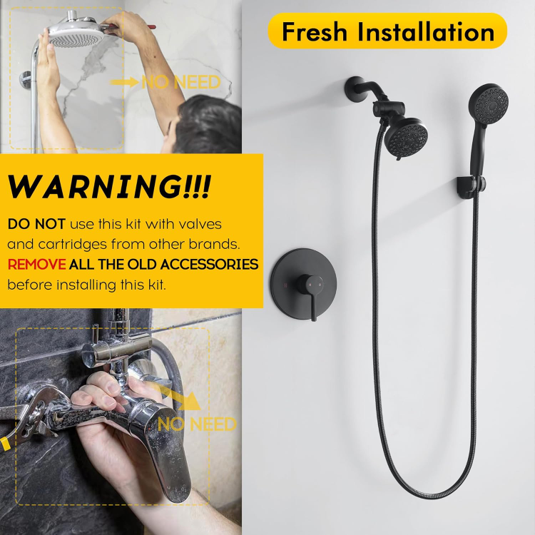 FRANSITON Matte Black Dual Shower Head System - photo 2