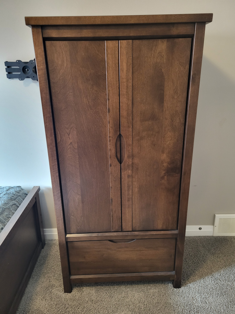 Dark Brown Wooden Armoire with Single Drawer