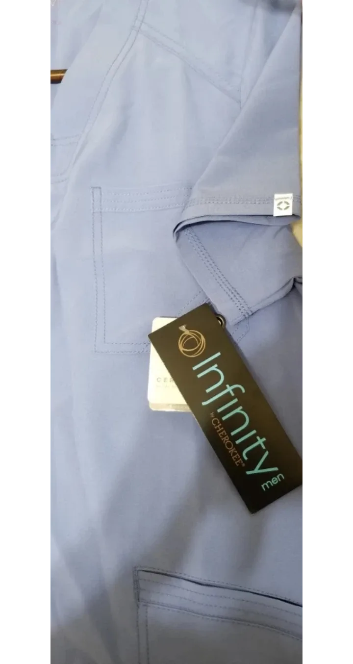 Men's Cherokee Infinity Scrubs Top - Periwinkle Blue image indicator(5)