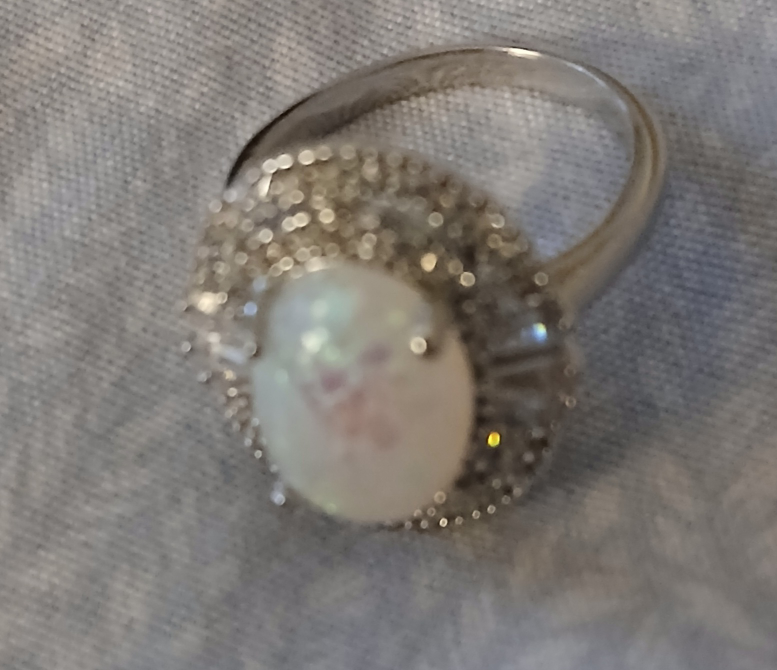 Elegant man made opal stone ring