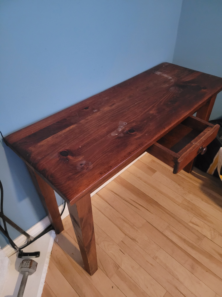 Dark Wood Console Table with Drawer - photo 2