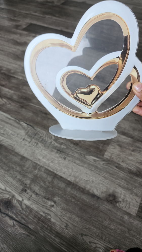 Double Heart Figurine - Gold and White