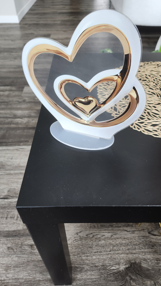 Double Heart Figurine - Gold and White - photo 2