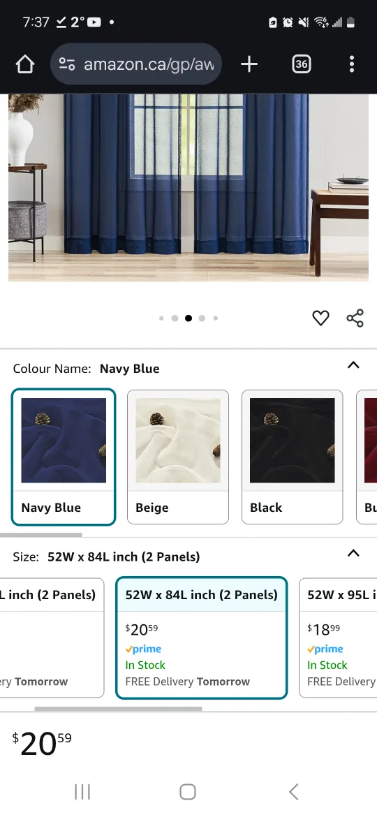 Navy Blue Sheer Curtains 2 Panels Set/Sheer Drapes (52"x84") image indicator(3)