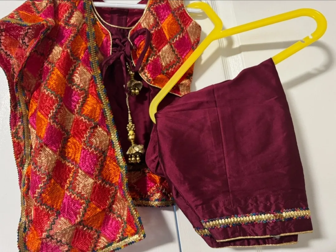 Kids Maroon Embroidered Punjabi Suit image indicator(2)