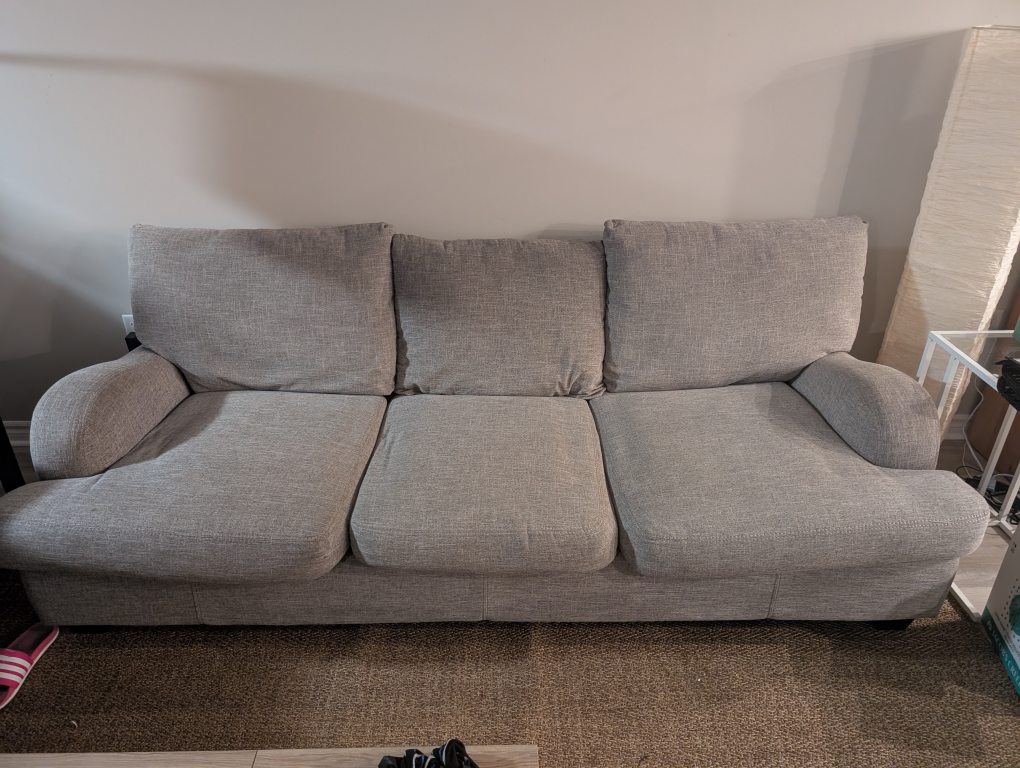 Grey Fabric Sofa - Three-Seater