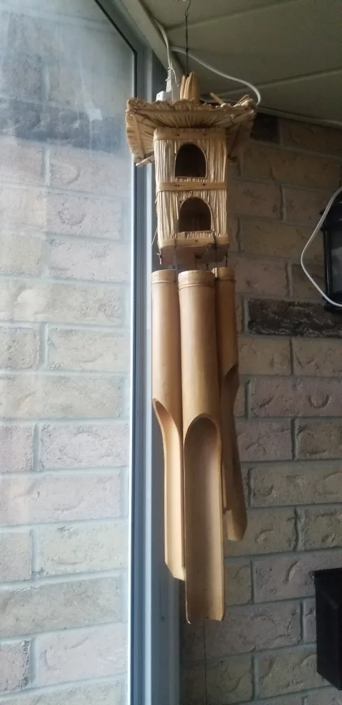 Bamboo Wind Chime with Thatch Roof House image indicator(3)