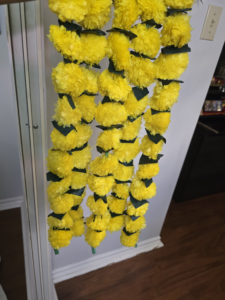 Long Yellow Marigold Garland - Festive Decoration