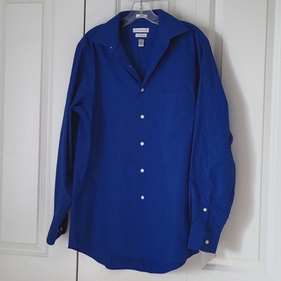 Men's Blue Long Sleeve Dress Shirt - Size L-XL