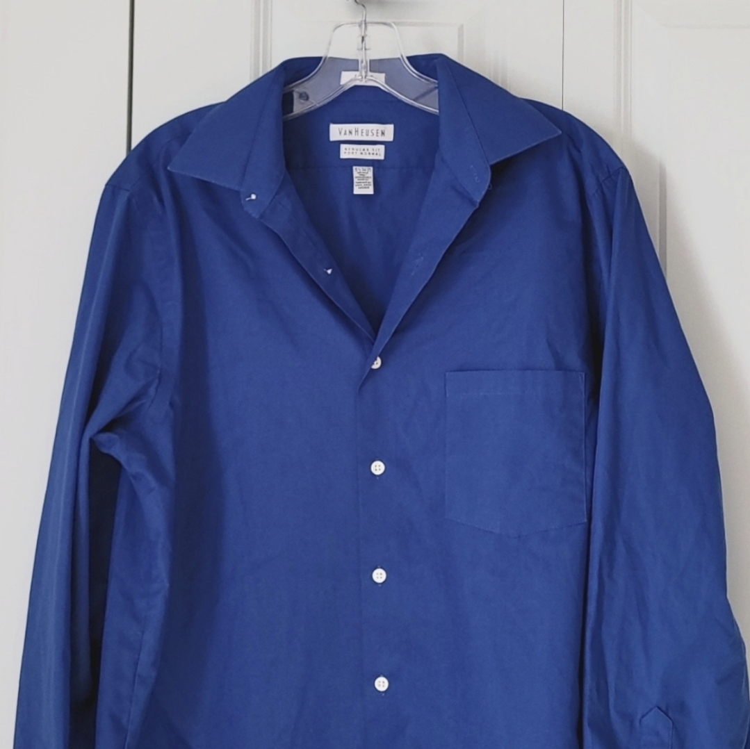Men's Blue Long Sleeve Dress Shirt - Size L-XL - photo 2