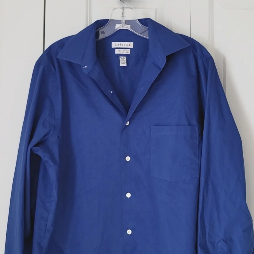 Men's Blue Long Sleeve Dress Shirt - Size L-XL image indicator(2)
