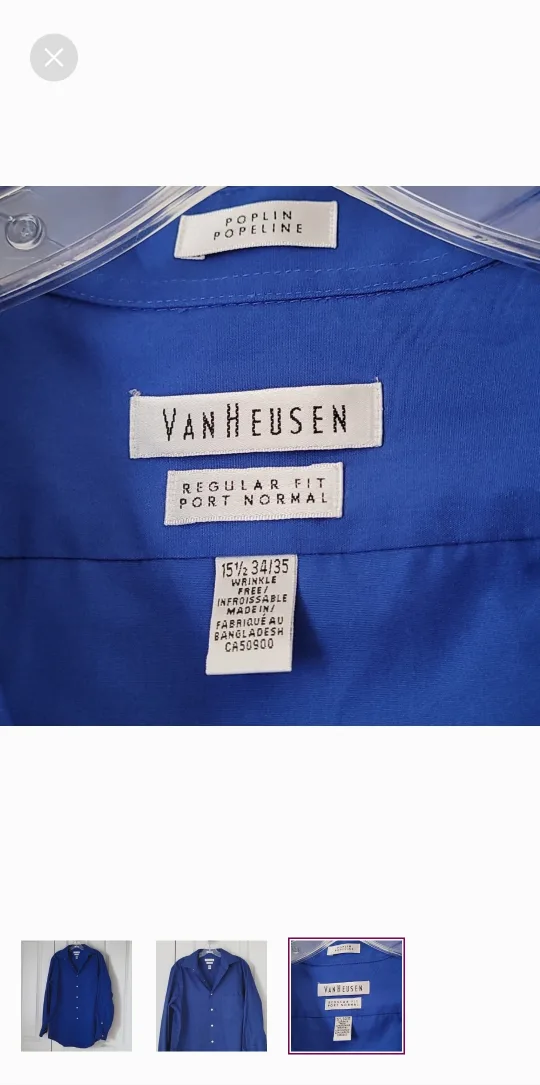 Men's Blue Long Sleeve Dress Shirt - Size L-XL image indicator(3)