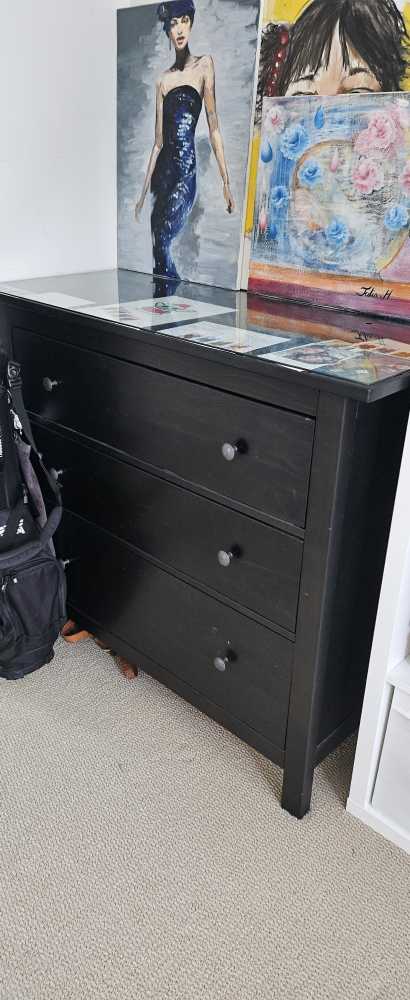 Black Three-Drawer Chest