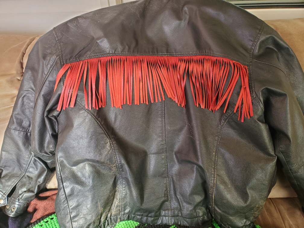 Vintage William Barry Leather Jacket with Red Fringe - photo 2