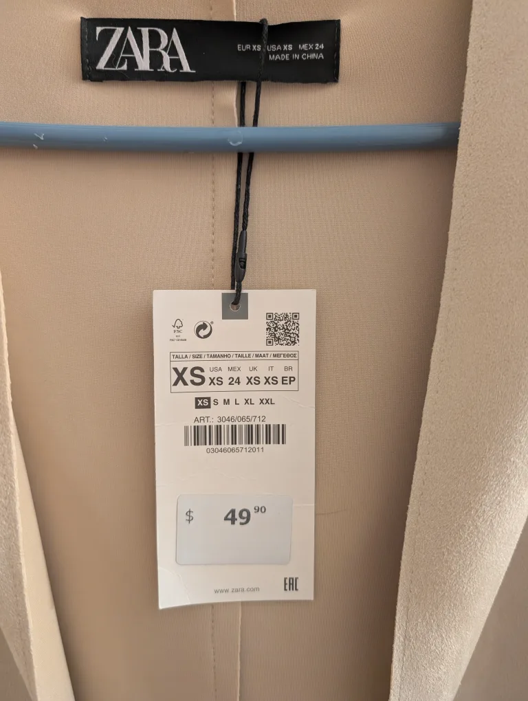 Zara Beige Hooded Suede Jacket - Size XS image indicator(2)