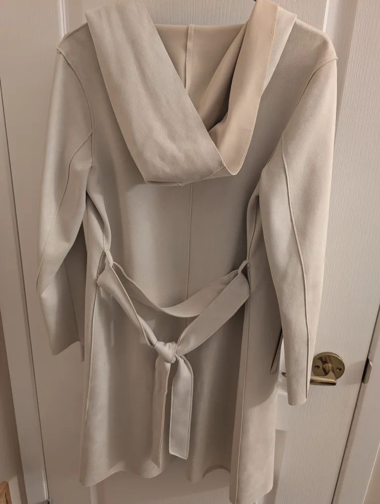 Zara Beige Hooded Suede Jacket - Size XS image indicator(3)