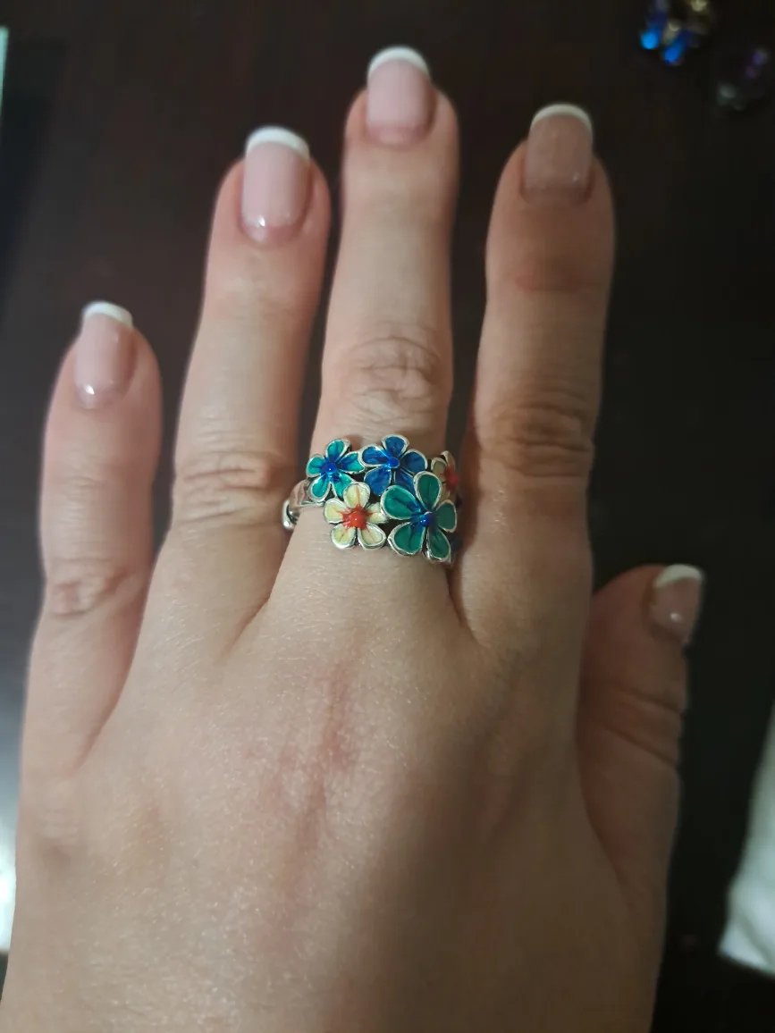 Floral Enamel Adjustable Ring image indicator(2)