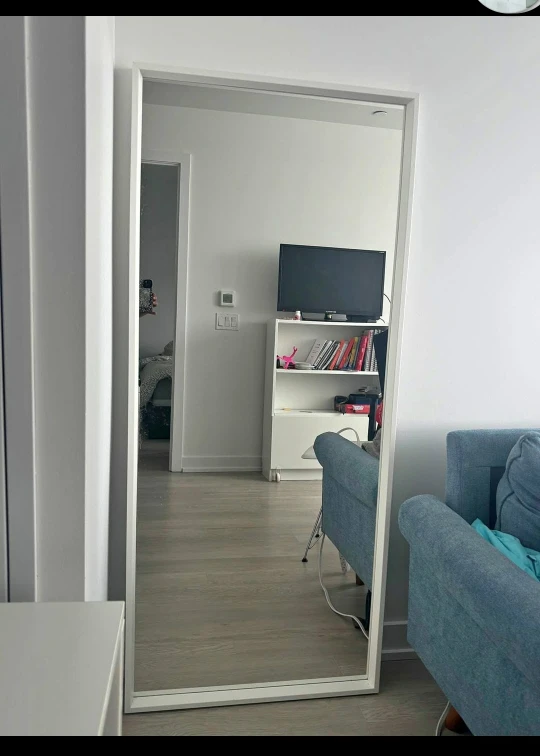 Full-Length White Frame Mirror