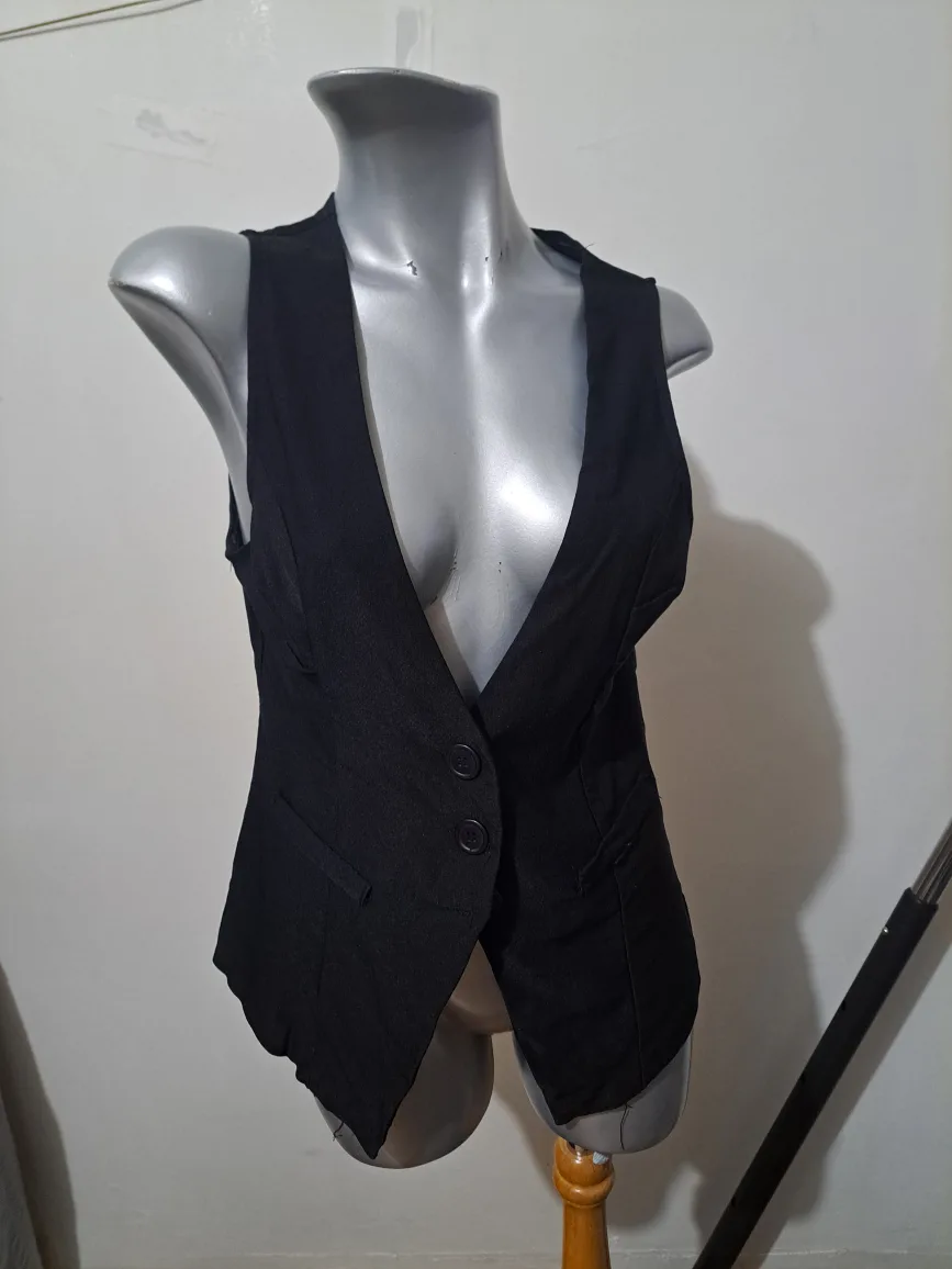 Black Sleeveless Blazer Vest thumbnail