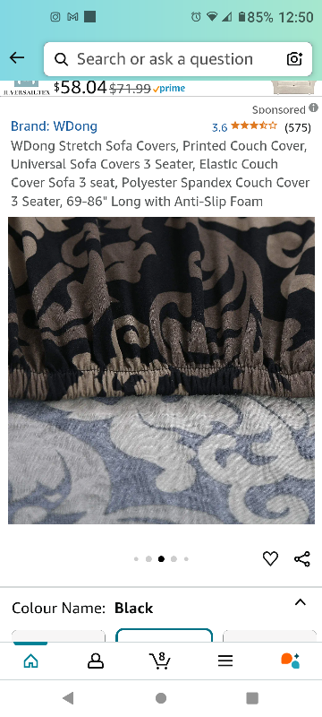 WDong 3 Seater Stretch Sofa Cover, Black - photo 3